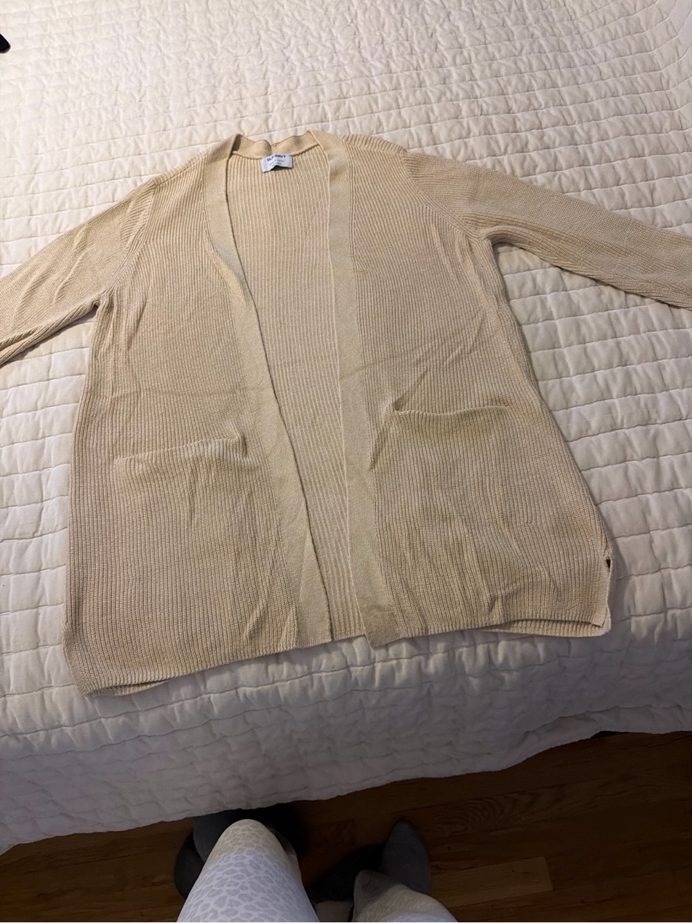 Old Navy Women’s Open Front Long Cardigan Sweater Beige Tan Size Large